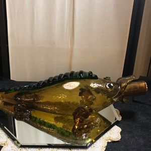 Vintage: RARE/1967 Crackle glass -Crocodile  liquor bottle